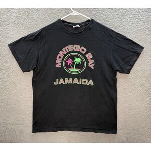 Vintage Hanes Shirt Mens XL Black Skater Surfer Single Stitch Grunge Jamaica 90s